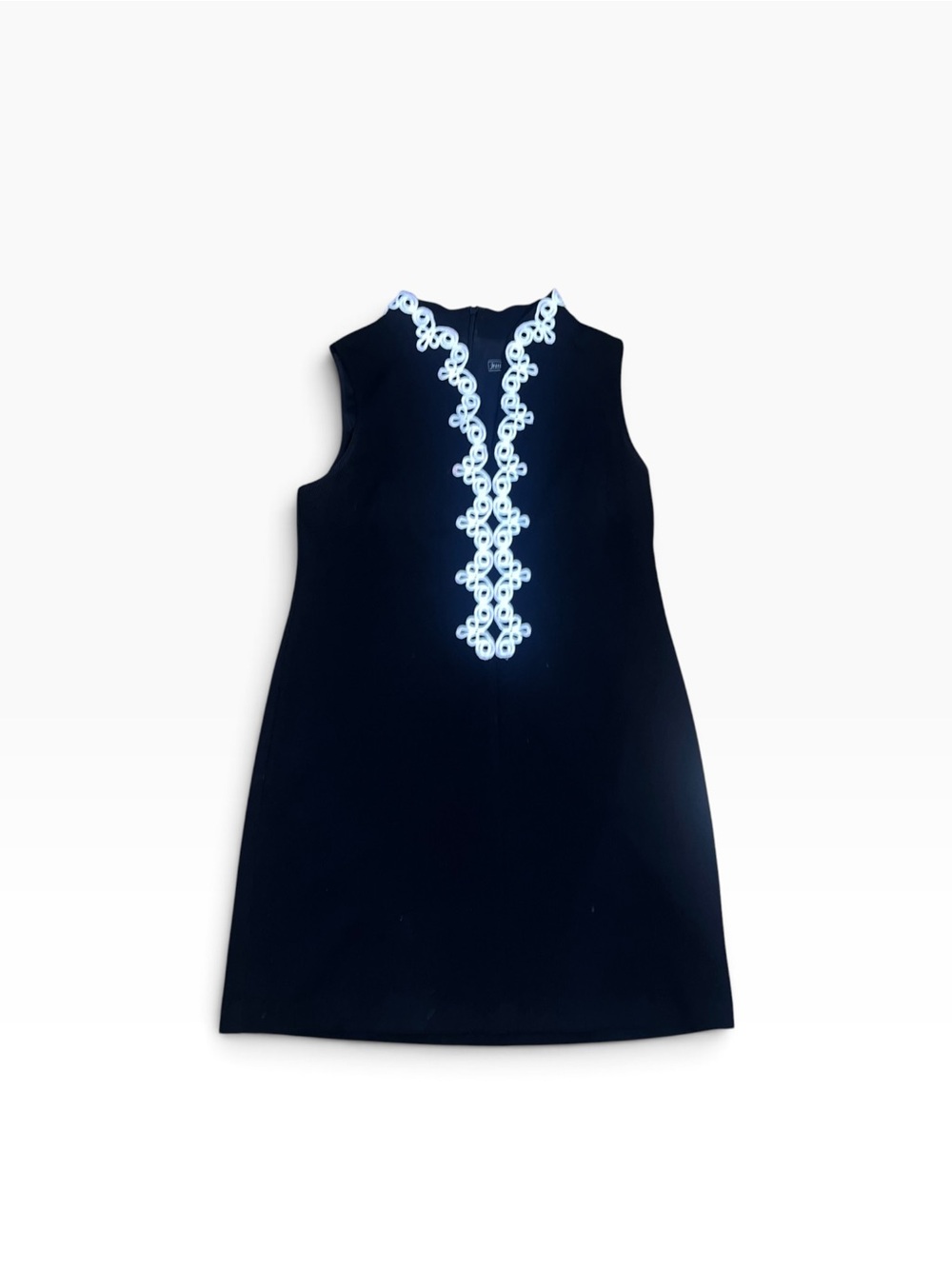 Jessica Howard Navy Sleeveless A-line Dress with White Embroidered Front